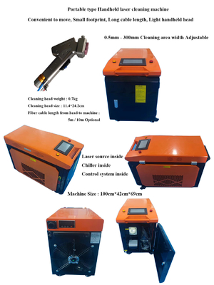 Draagbaar 1000W laser roestverwijderingspistool voor verf olie vlek verwijdering multifunctionele